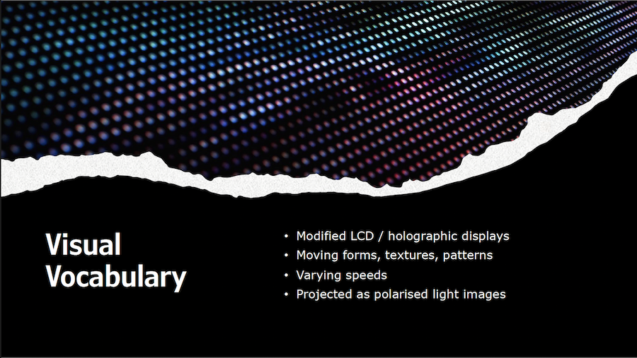 slide 5, Visual Vocabulary, communicated via modified LCD and holographic displays